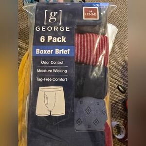 George Men's 6-Pack Boxer Briefs - Navy, Red, Gray, Blue (M 32-34)